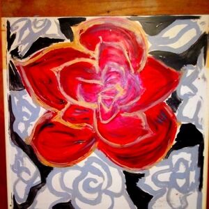 Abstract Red Floral Canvas Art